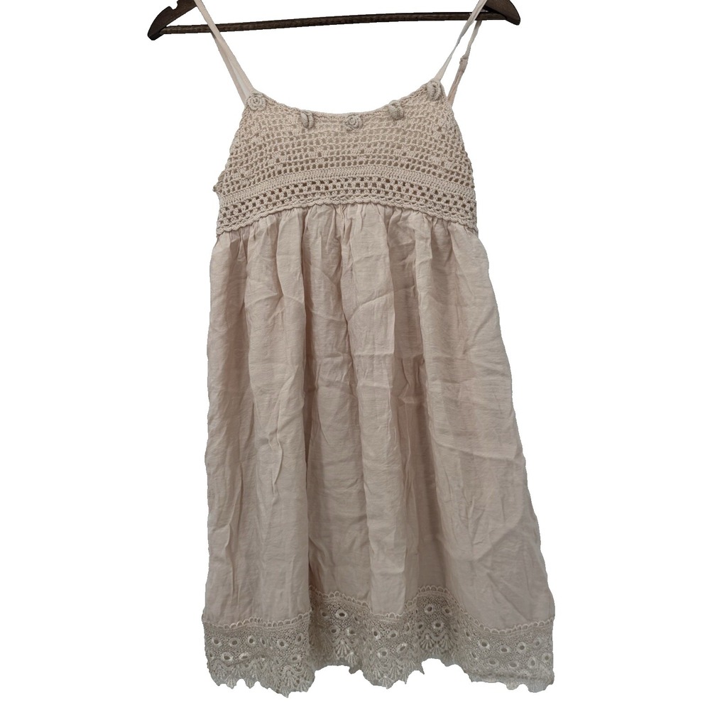 Papaya Tunic‎ Ivory Mini Strappy Crochet Dress Twee Cottagecore Y2K coquette M